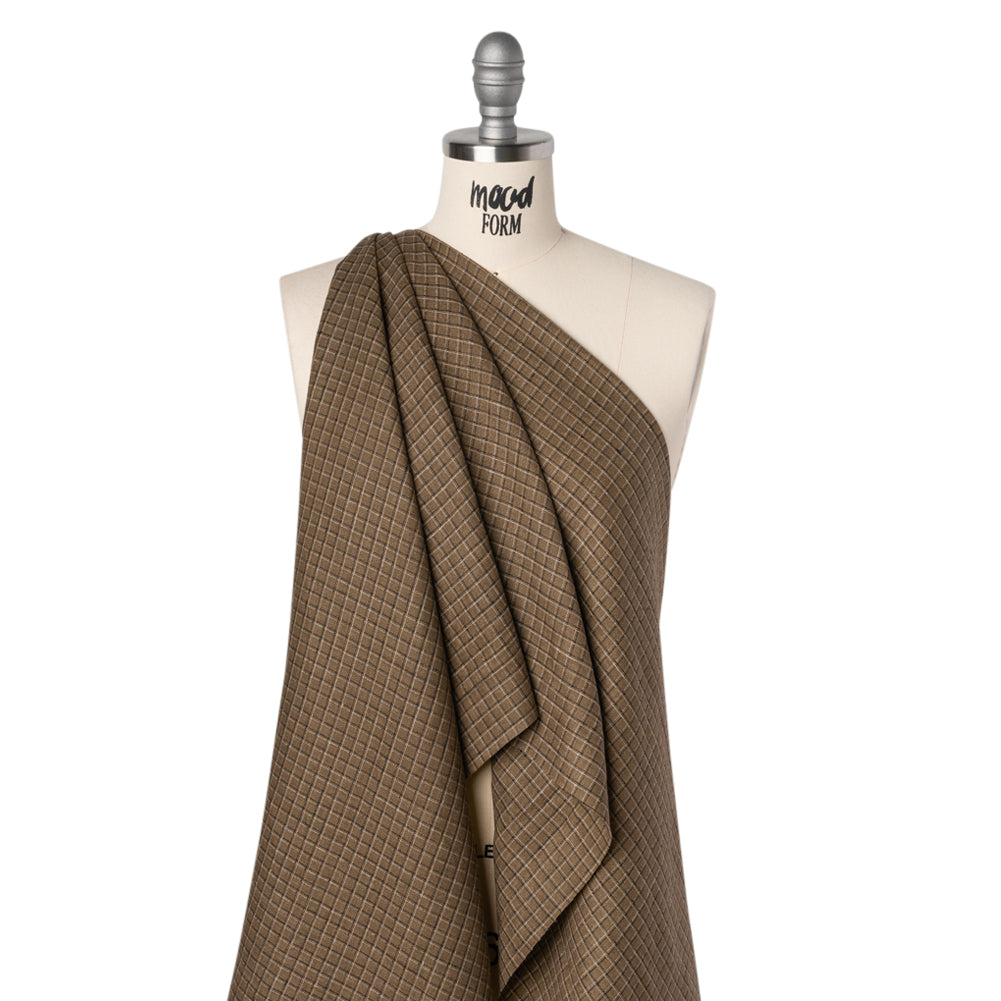 Medium Weight Linen Woven - Textured Brown, Black and Gray Shadow Windowpane Checks - Joann Fabrics