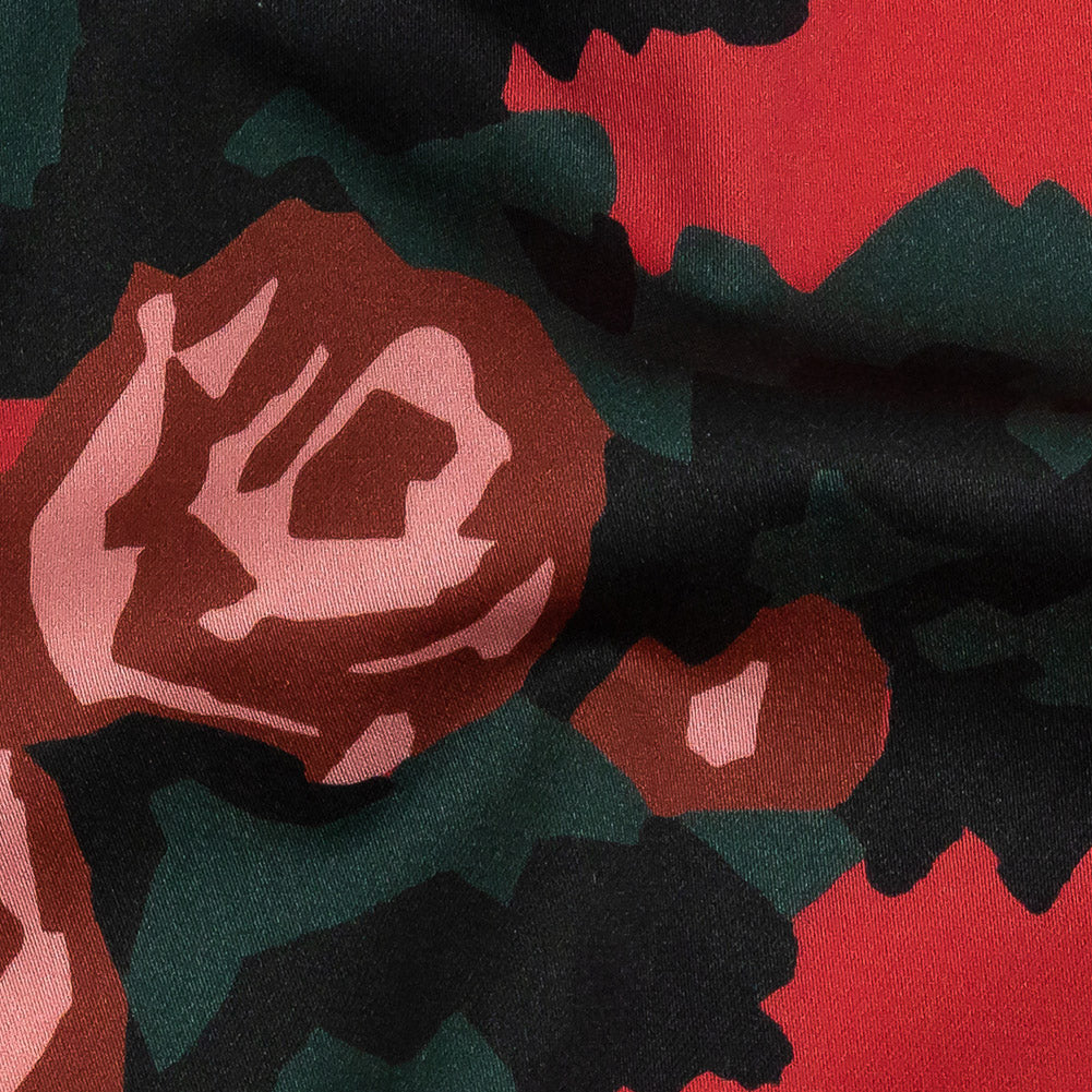 Mood Exclusive Red and Jungle Green Floral Incognito Stretch Cotton Sateen - Joann Fabrics