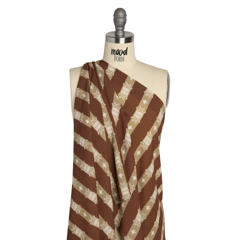 Mood Exclusive Brown Woven in Time Crinkled Gauzy Viscose Crepe - Joann Fabrics