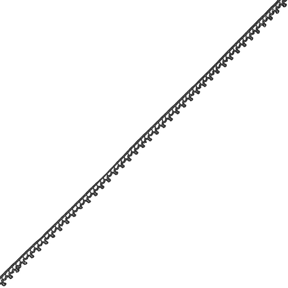 European Charcoal Gray Dainty Crochet Trim - 5/16