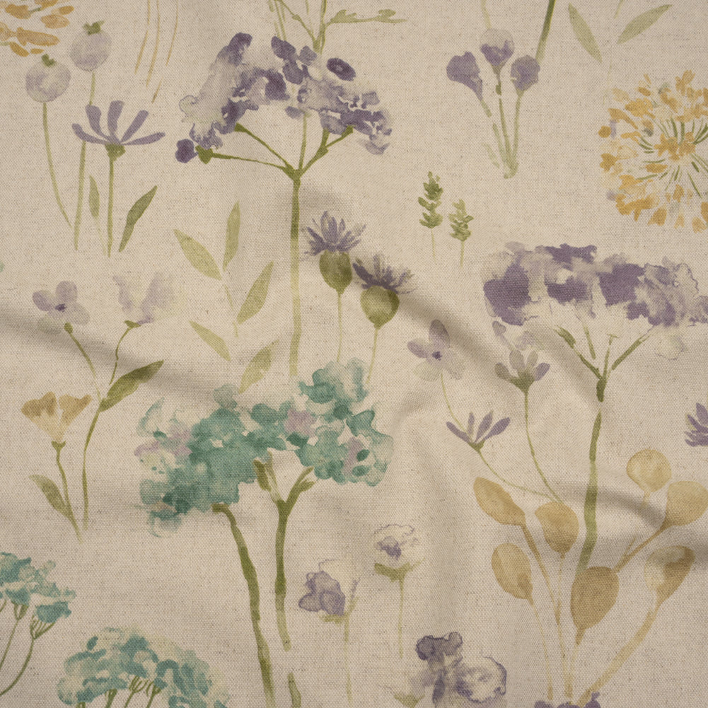 Printed Cotton Canvas - Heather Watercolor Floral Stems - British Imported - Joann Fabrics