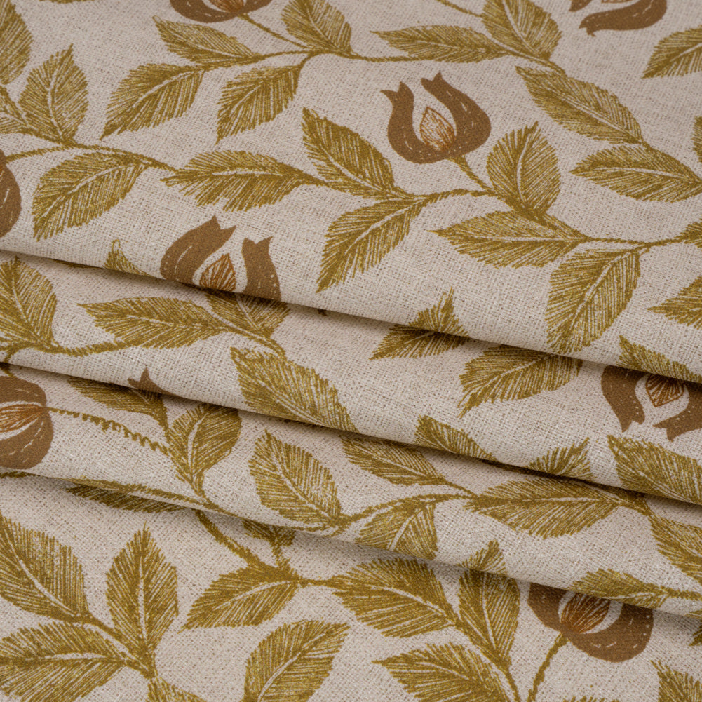 Printed Cotton Canvas - Maize Budding Flowers and Leaves - British Imported - Joann Fabrics