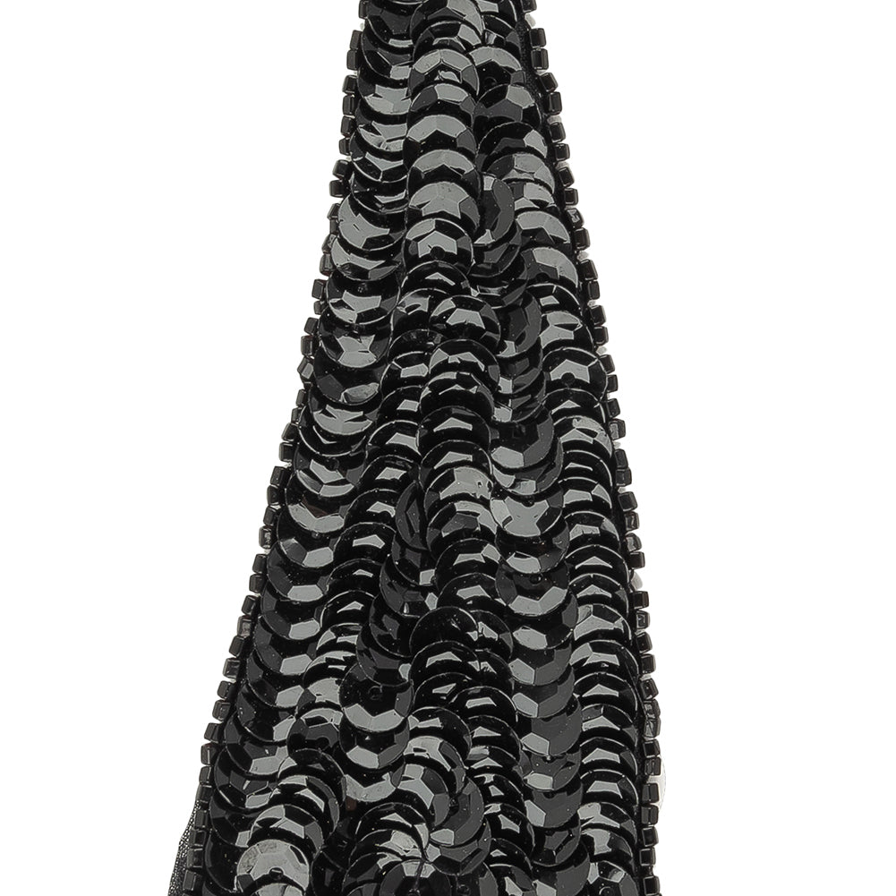 Vintage Black Sequins and Beads Triangle Applique - 4.875