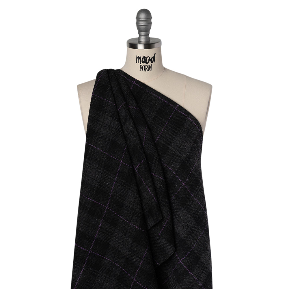 Wool Blend Twill Tweed - Black, Gray and Purple Plaid - Joann Fabrics
