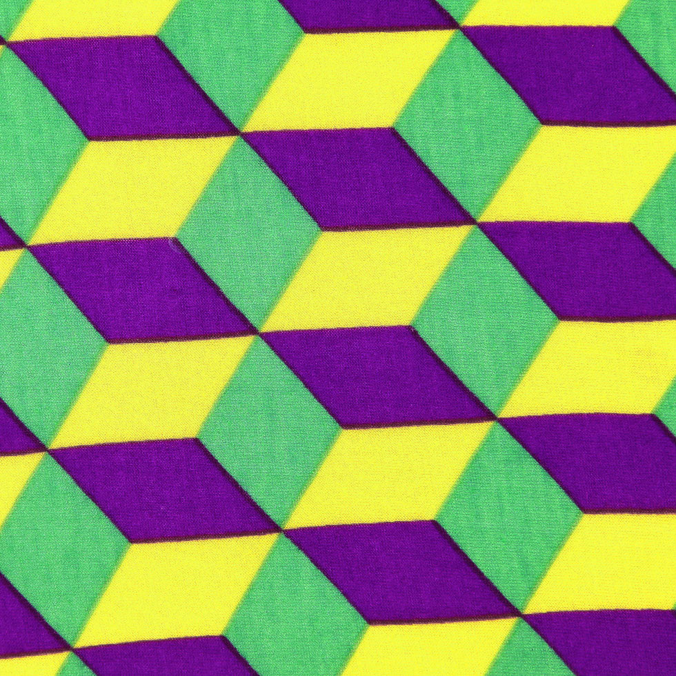 Yellow, Lime and Majesty Purple Geometric Rayon Jersey - Joann Fabrics