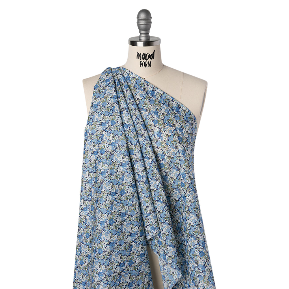 Liberty Fabrics Tana Lawn® - Libby Blue - Sky Blue, White and Sage Green Field of Daisies - Joann Fabrics