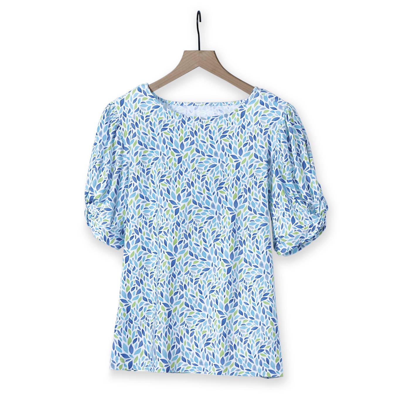Petal Print Twist Sleeve Top - Northstyle Catalog