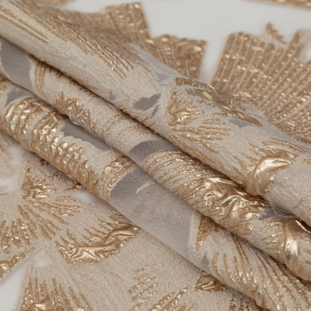 Metallic Gold and Ecru Large-Scale Burnout Floral Luxury Brocade - Joann Fabrics