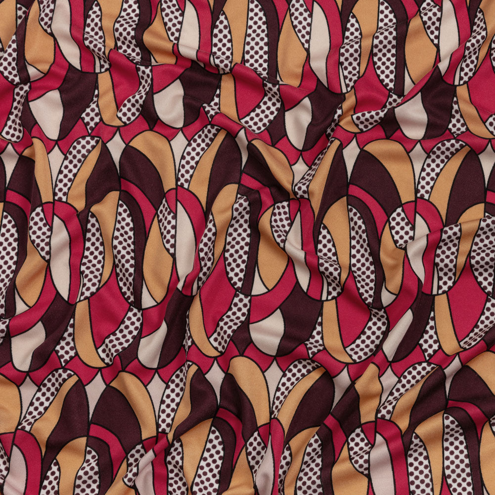 Peach, Eggplant and Magenta Retro Ovals Silk Jersey - Joann Fabrics