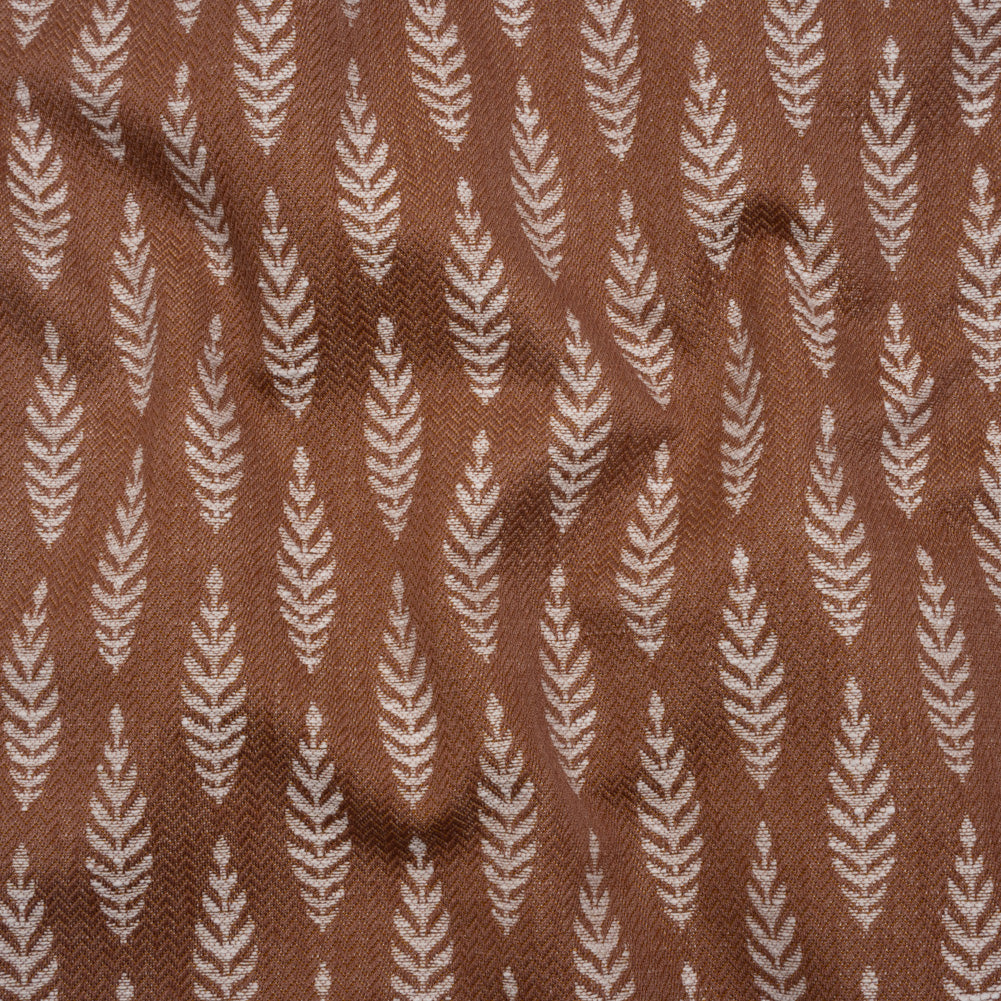 Recycled Polyester and Cotton Jacquard - Rosewood Lines of Leaves - British Imported - Joann Fabrics