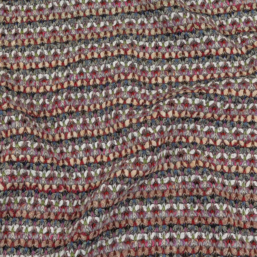 Italian Beige, White and Gray Striped Chunky Blended Wool Sweater Knit - Joann Fabrics