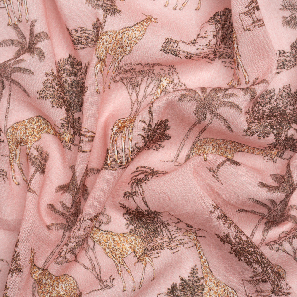 Cotton Gauze - Pink Giraffes and Palm Trees - Mood Exclusive Nairobi Neighbors Print - Joann Fabrics