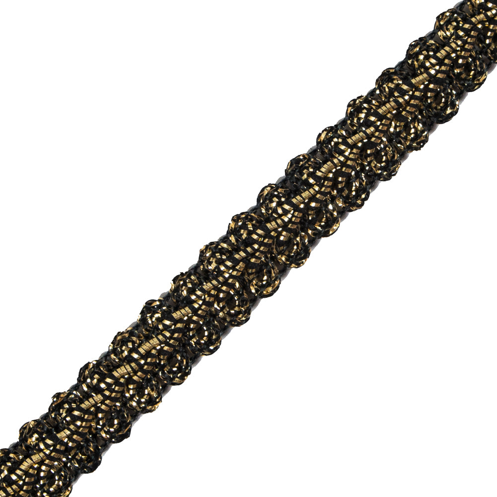 Metallic Gold and Black Braided Cord - 0.5