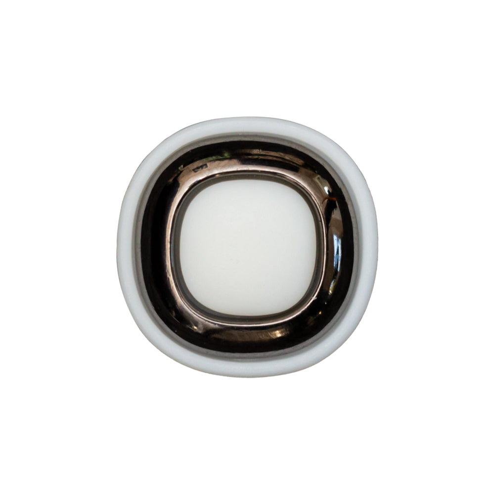 Italian White and Gunmetal 2-Piece Plastic Button - 34L/21.5mm - Joann Fabrics