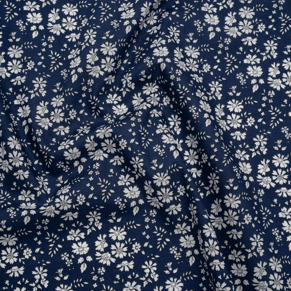 Liberty Fabrics Tana Lawn® - Capel Dark Blue - Navy and White Outlined Florals - Joann Fabrics