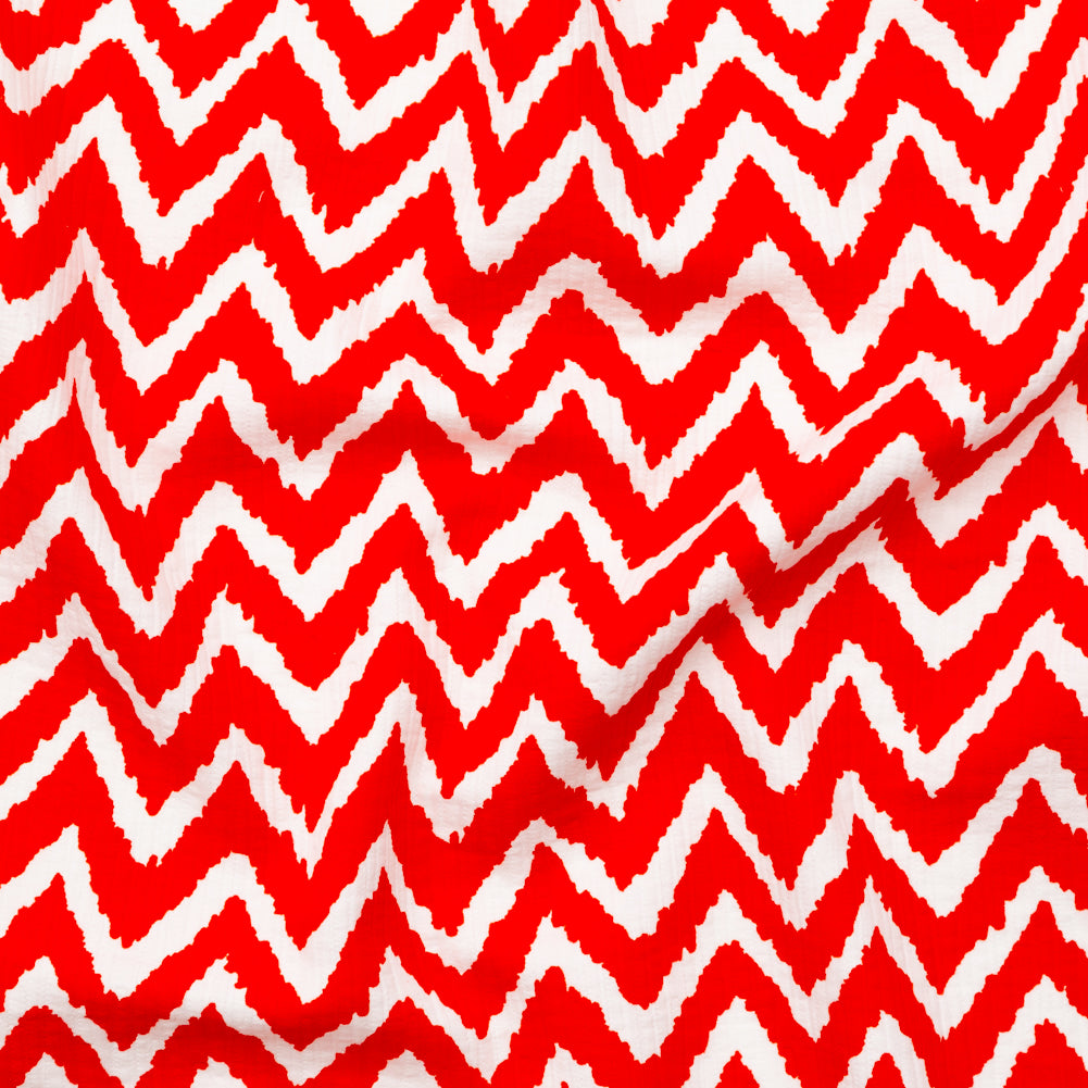Milly Spicy Orange and White Zig Zag Printed Cotton Dobby - Joann Fabrics