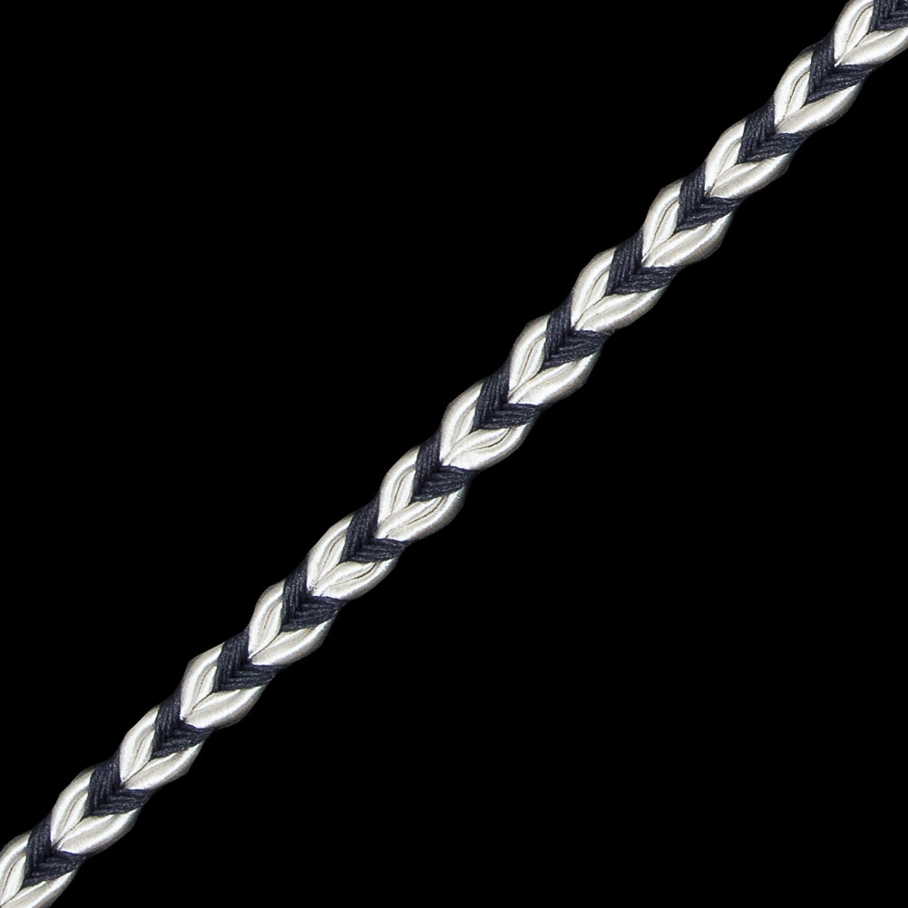 Charcoal and White Two-Tone Braided Trim - 0.25