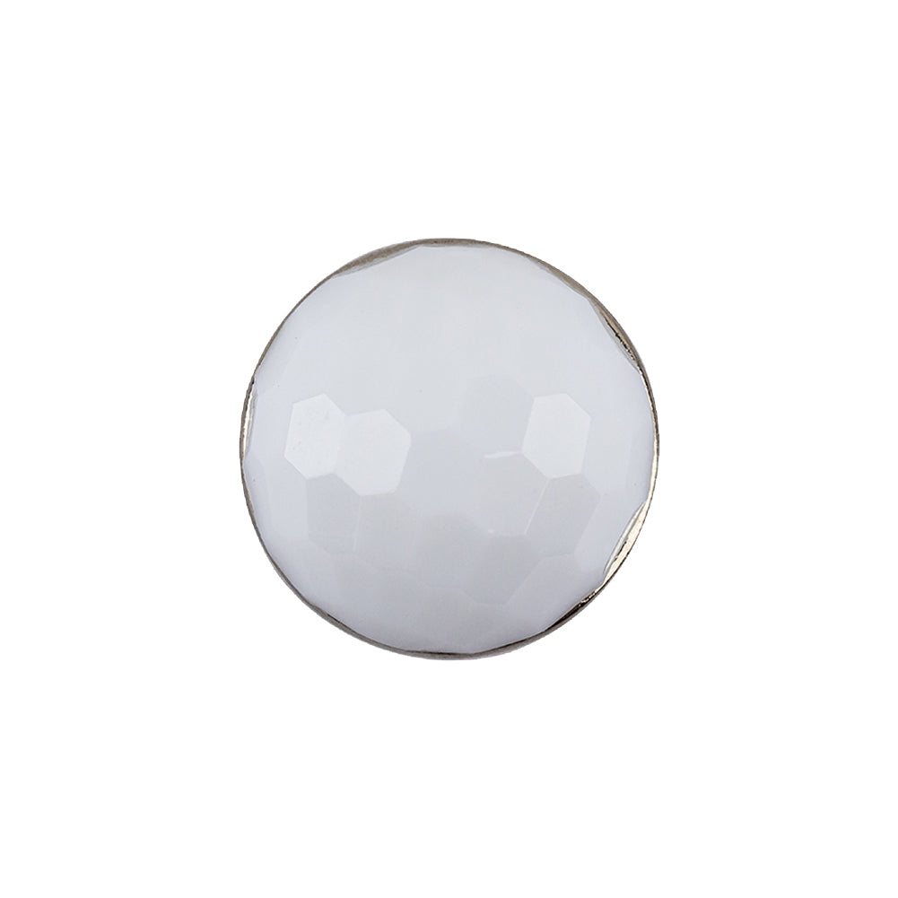 Italian White and Silver Geometric Faceted Dome Shaped Shank Back Button - 32L/20mm - Joann Fabrics