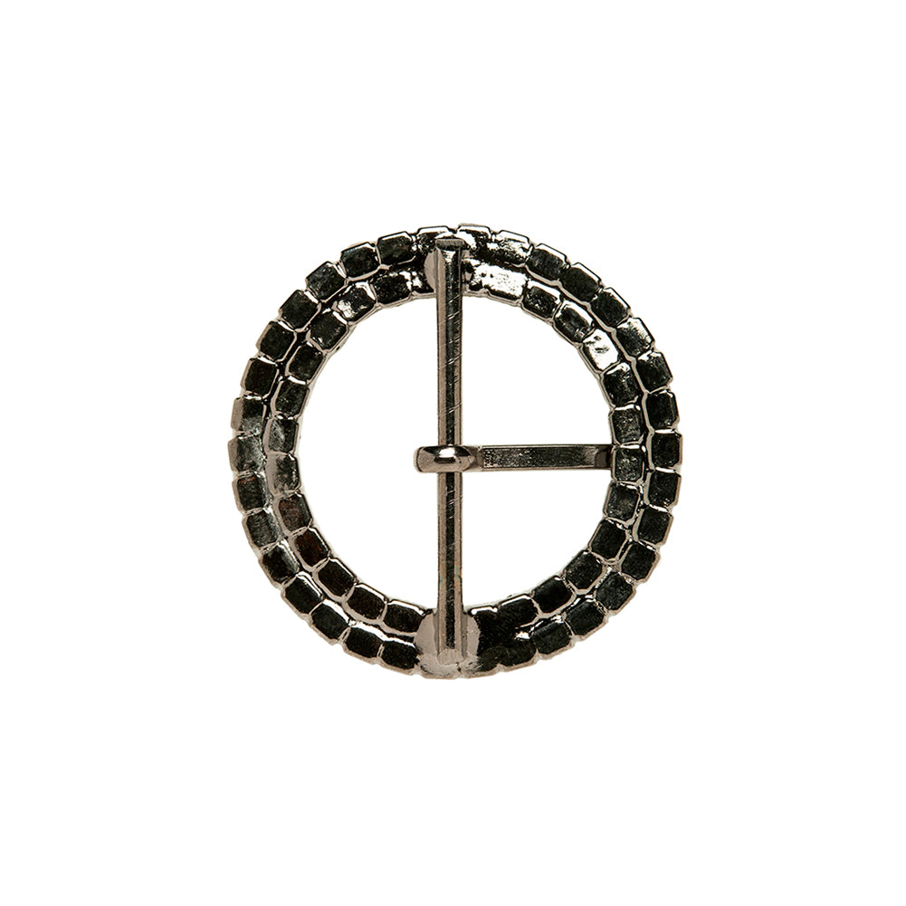 Swarovski Crystal and Gunmetal Circular Two-Row Rhinestone Buckle - 2