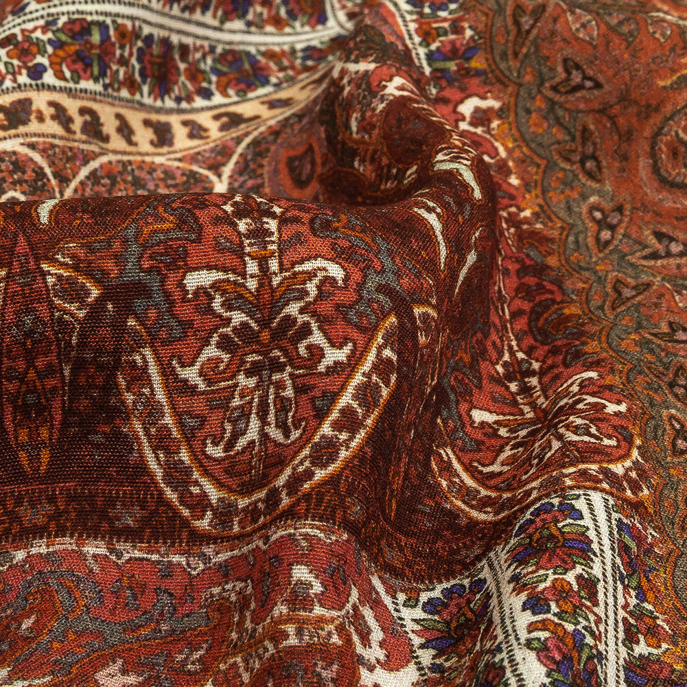 Viscose Crepe Print - Red and Cream Paisley Patches - Mood Exclusive Speak and Enter - Joann Fabrics