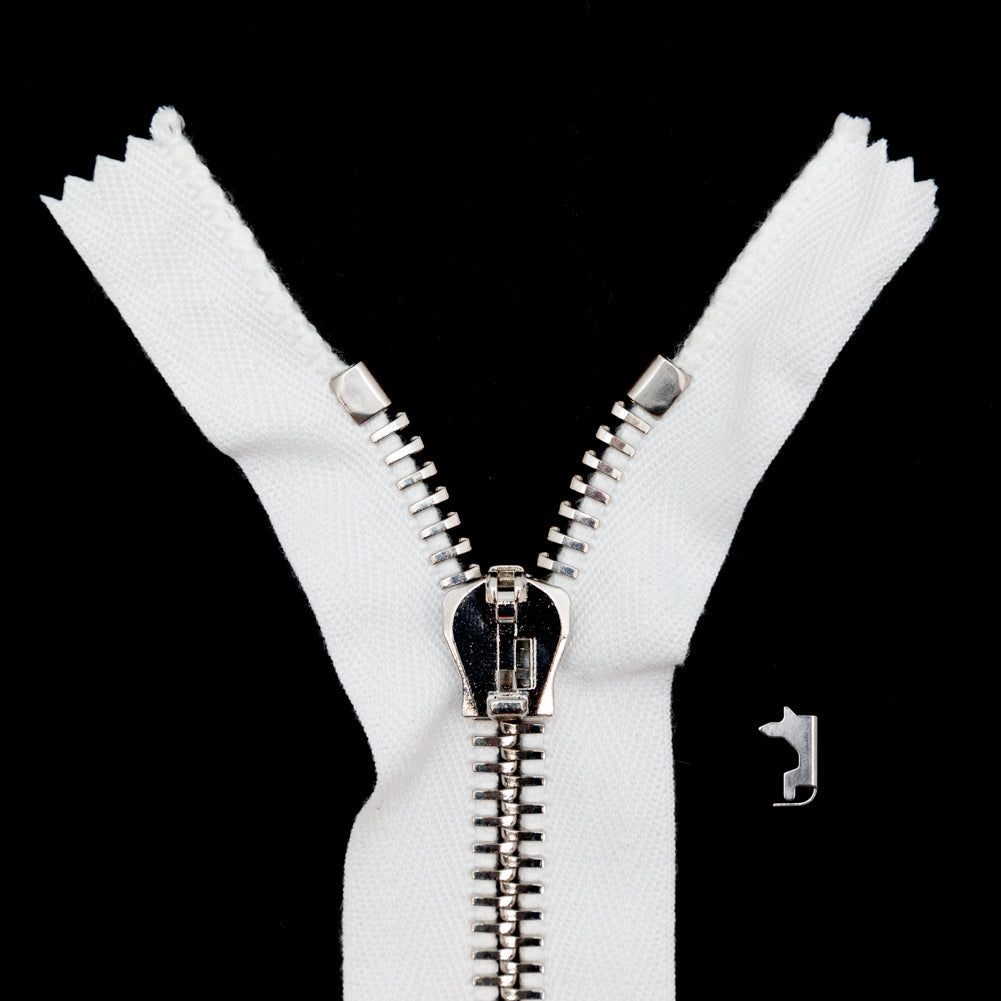 Mood Exclusive Italian Off-White and Silver T8 Closed End Metal Zipper - 9
