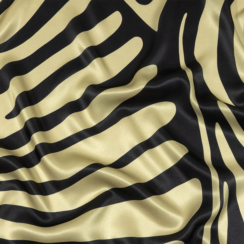 Italian Black and Beige Oversized Leaves Silk Charmeuse - Joann Fabrics