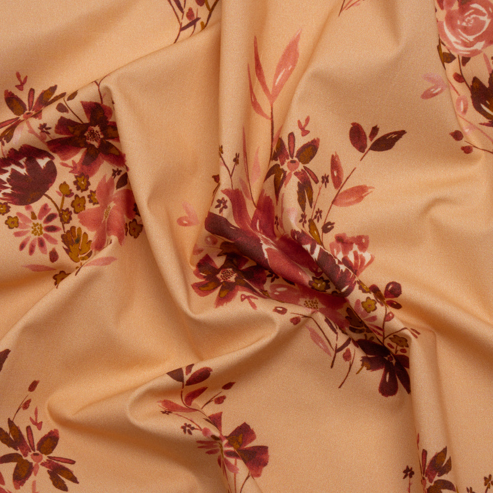 Stretch Cotton Poplin Print - Peach, Pink and Red Floral - Mood Exclusive Powdered Pink - Joann Fabrics