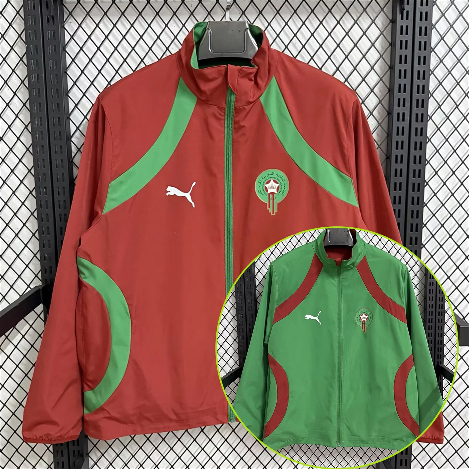 Morocco 2026 Pre-Match Double Sided Reversible Windbreaker - Red - UnitedFutballJersey