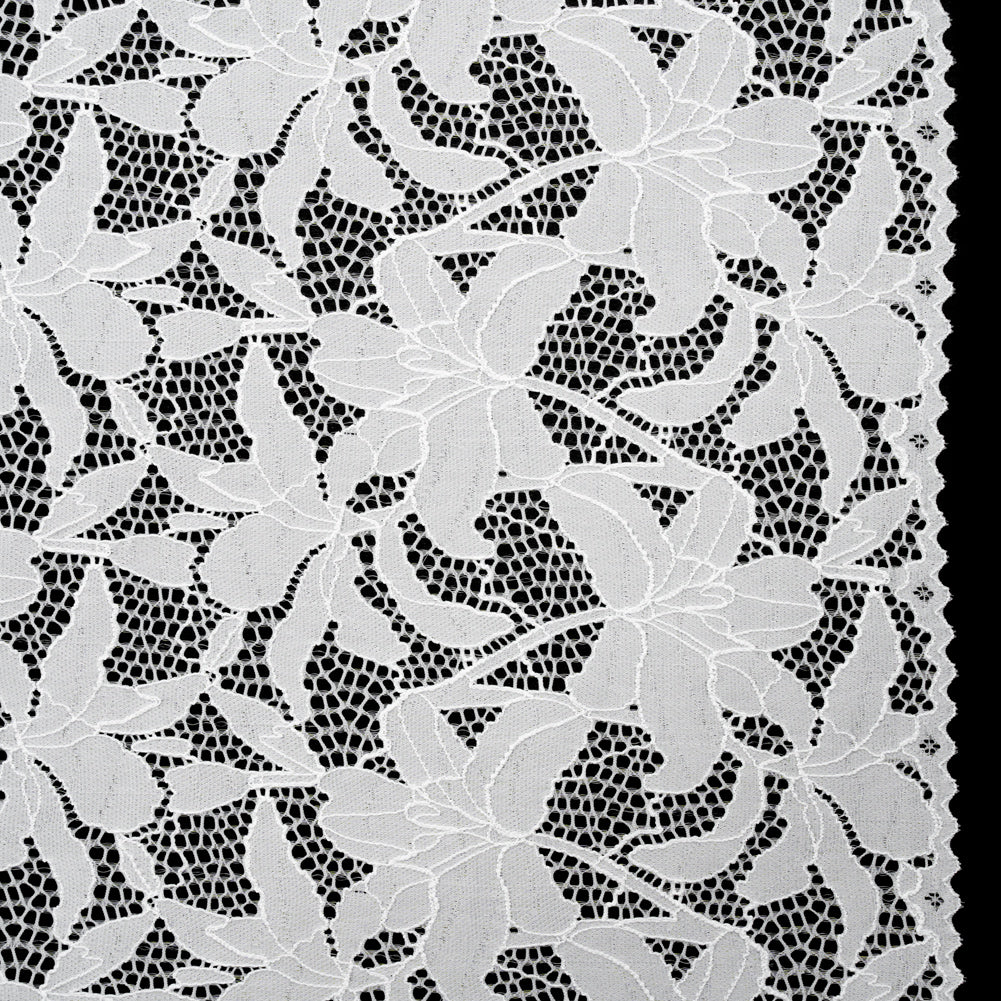 Recycled Stretch Raschel Lace with Finished Edges - PFD White Dancing Lilies - Joann Fabrics