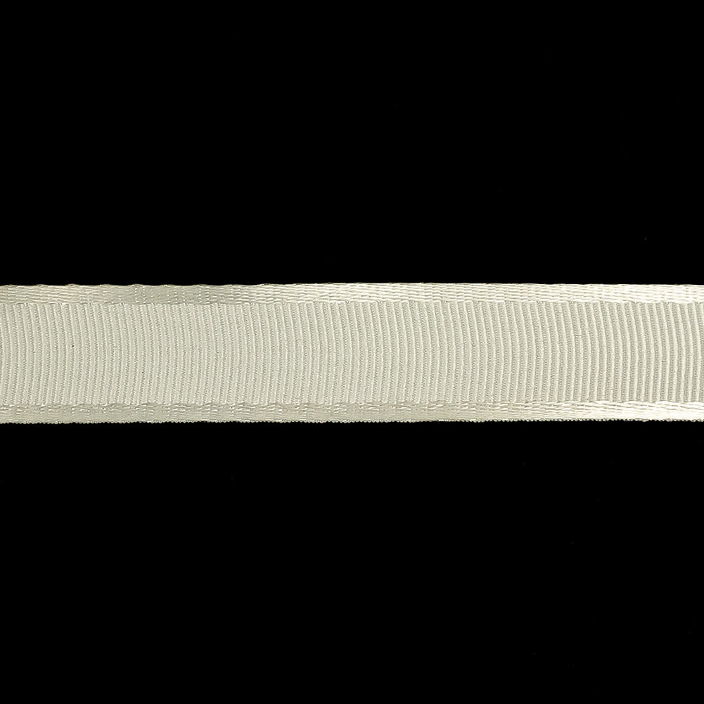 Off White Satin-Edged Grosgrain Ribbon - 0.625