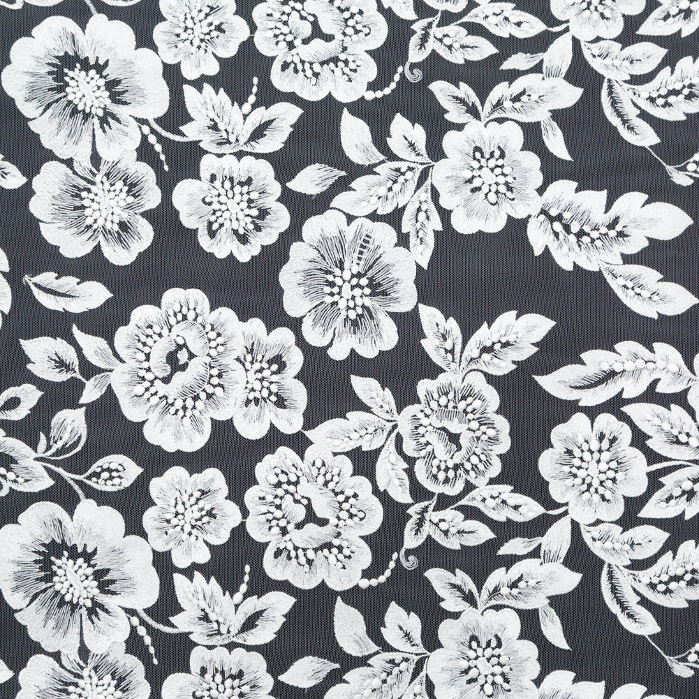 Embroidered Lace - White Floral on Ivory - Joann Fabrics