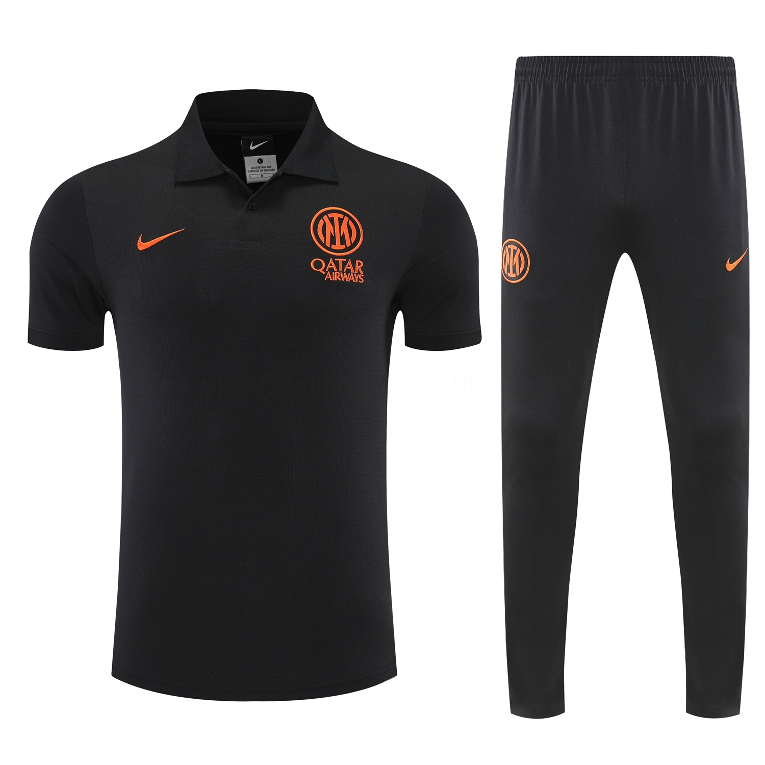 Inter Milan 25-26 POLO Short-Sleeve Training Set - Black Top and Black Pants - UnitedFutballJersey