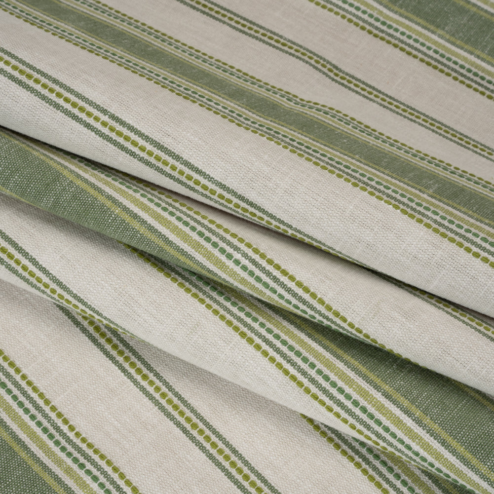 Cotton and Recycled Polyester Woven - Olive Tactile Stripes - British Imported - Joann Fabrics