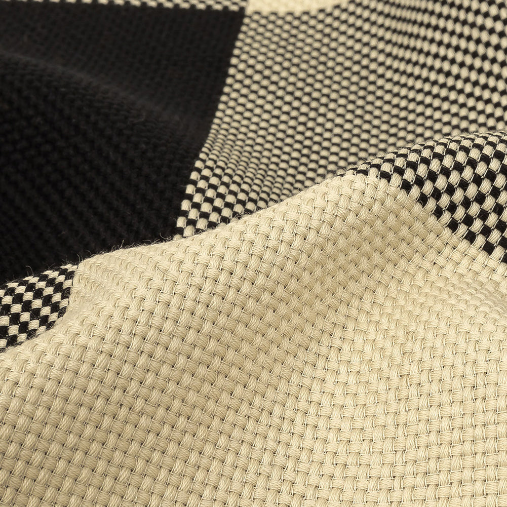 Italian Large-Scale Black and White Asparagus Buffalo Check Cotton Basketweave - Joann Fabrics