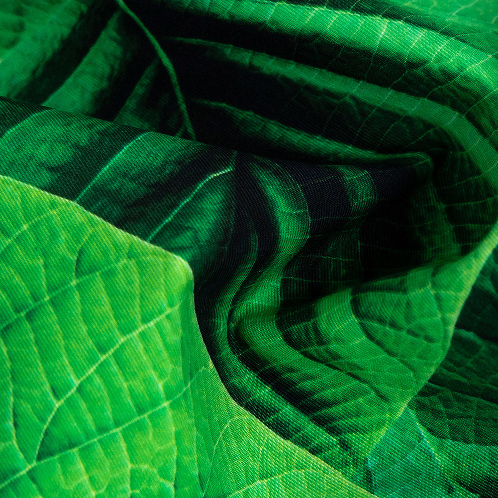 Compression Swimwear Tricot, UV Protective with Aloe Vera Microcapsules - Full Amazon Green Leaves - Caye Collection - Joann Fabrics