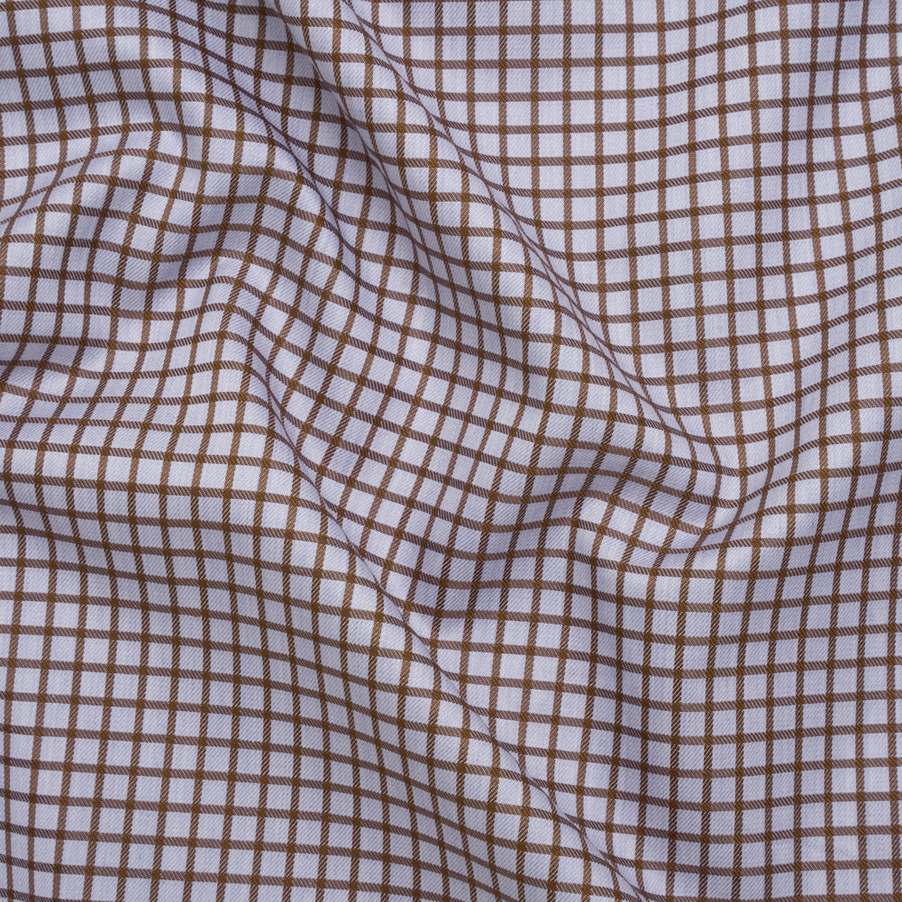 Cotton Twill Shirting - Pale Lavender and Warm Brown Checks - Deadstock - Joann Fabrics