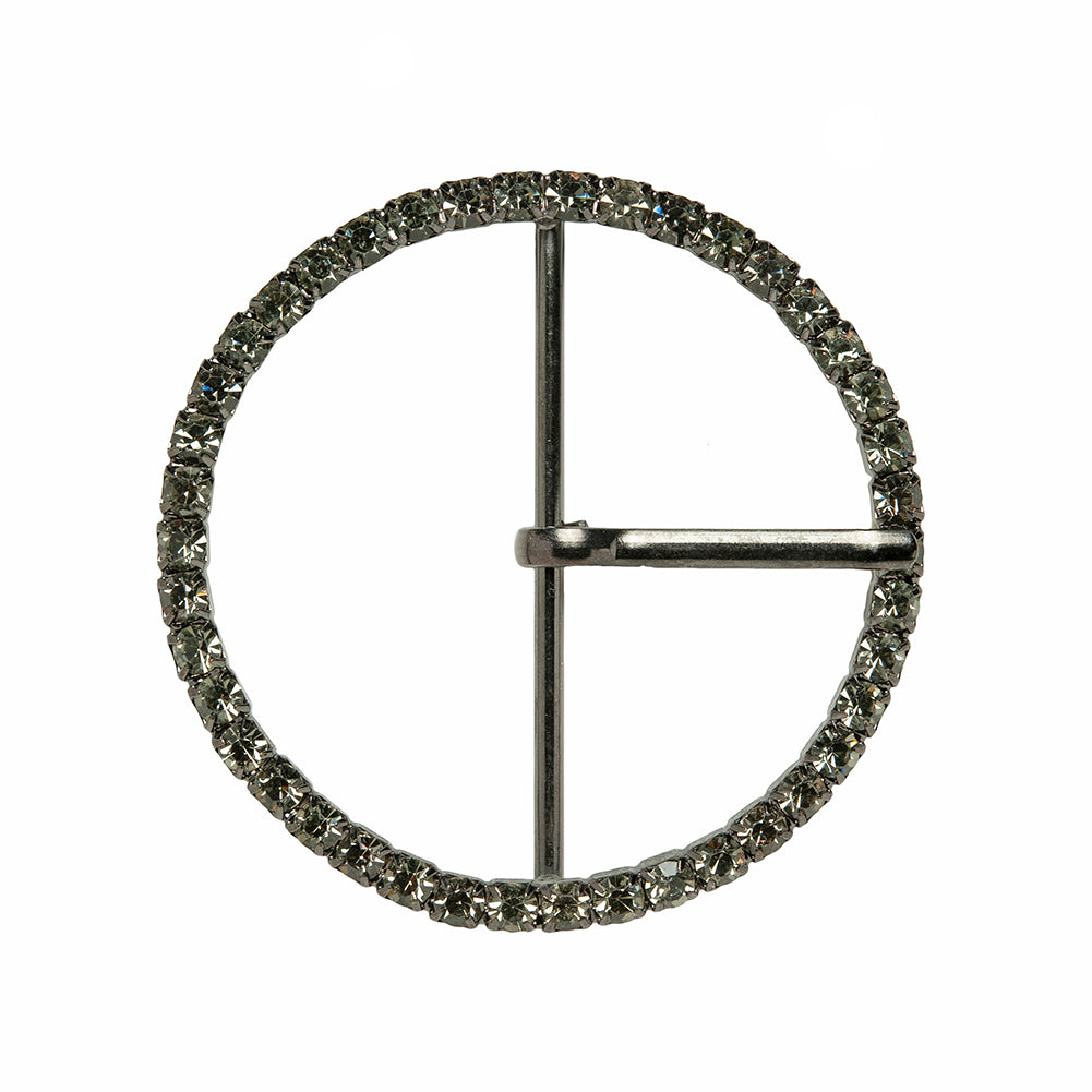 Swarovski Black Diamond and Gunmetal Circular Rhinestone Buckle - 2.5