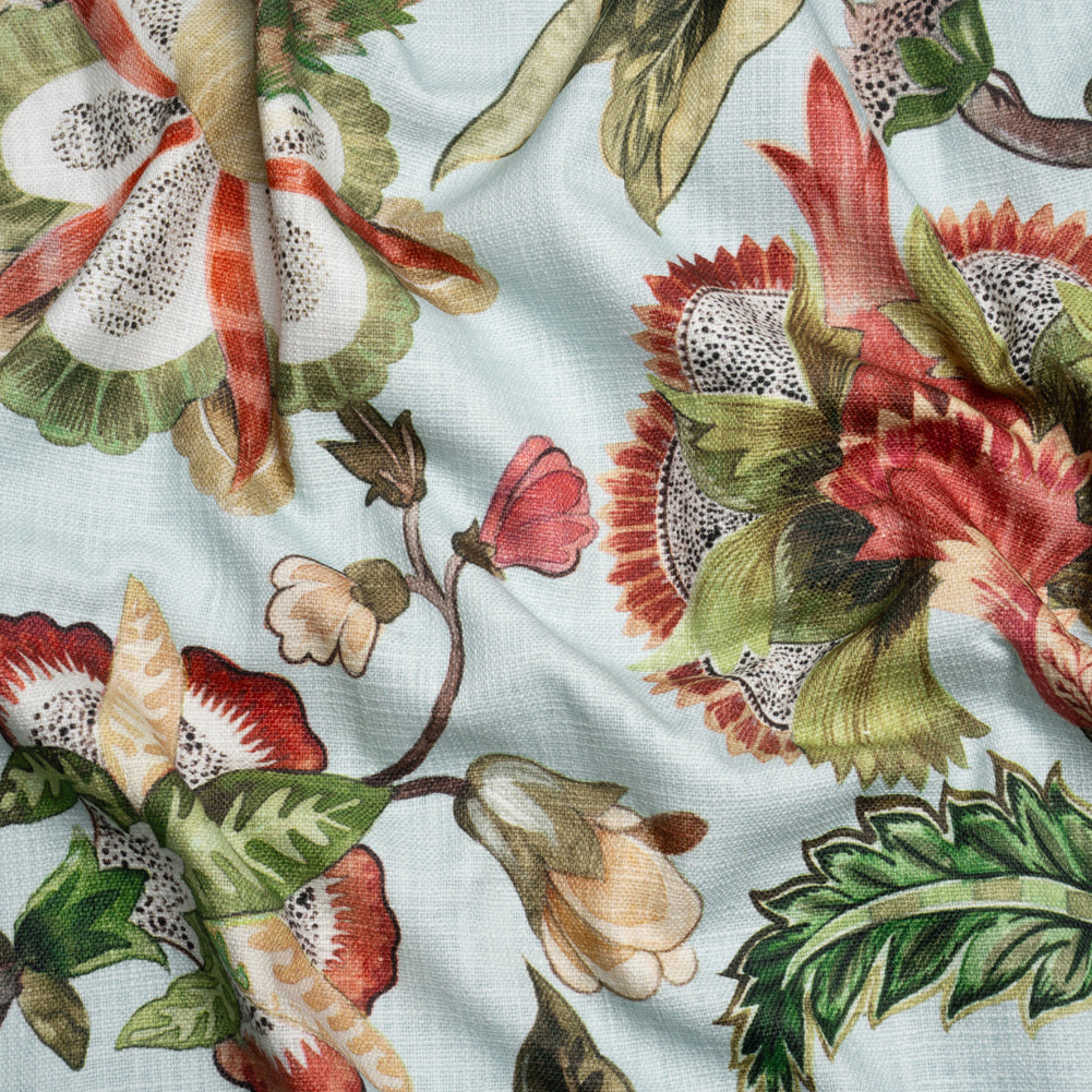 Mist, Pink and Green Blooming Trees Slubbed Cotton Woven - Joann Fabrics