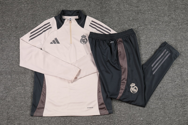 2024/2025 Real Madrid Pink Half-Pull Training Suit Football Shirt 1:1 Thai Quality Set