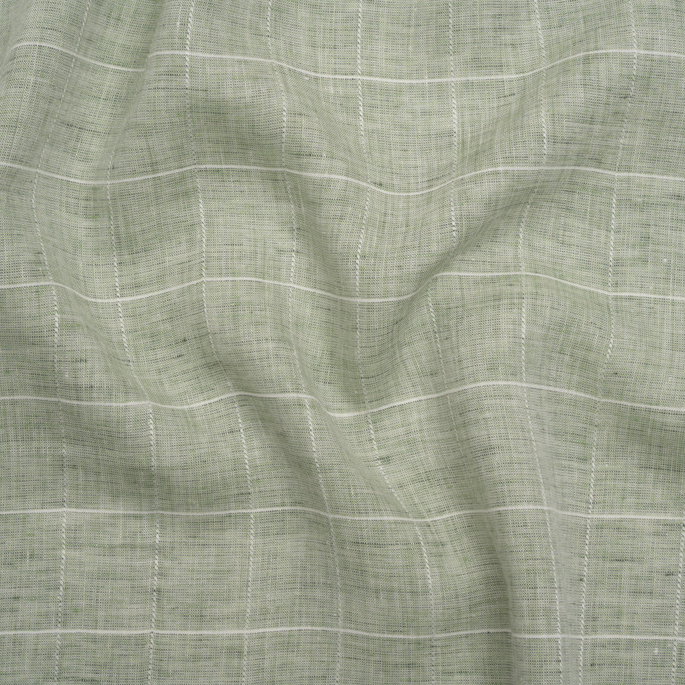 Lightweight Linen Woven - Heathered Green and White Windowpane Checks - Joann Fabrics