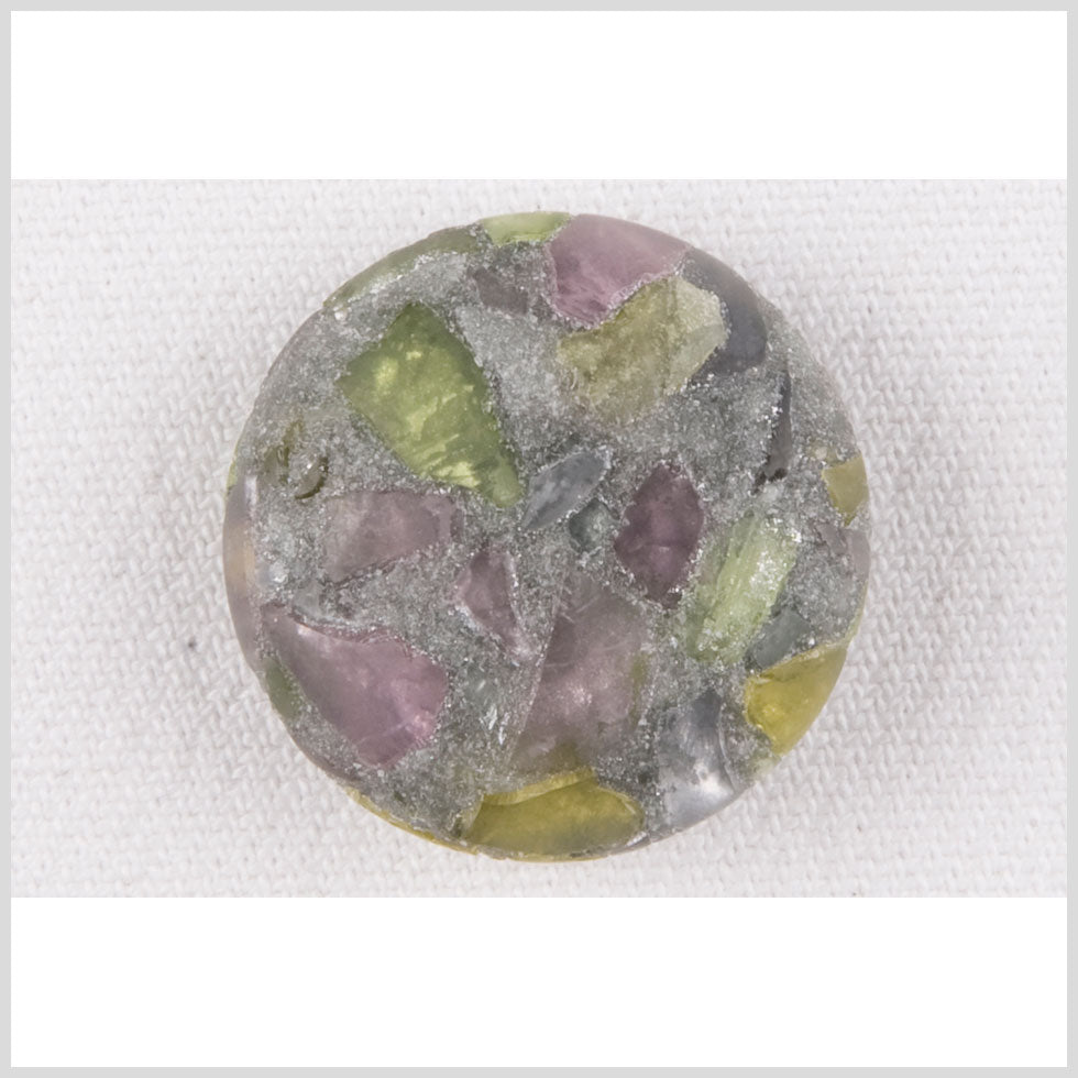 Plastic Shank Back Button - 40L/25.5mm - Domed Translucent Peridot, Lilac and Metallic Silver Mosaic - Joann Fabrics