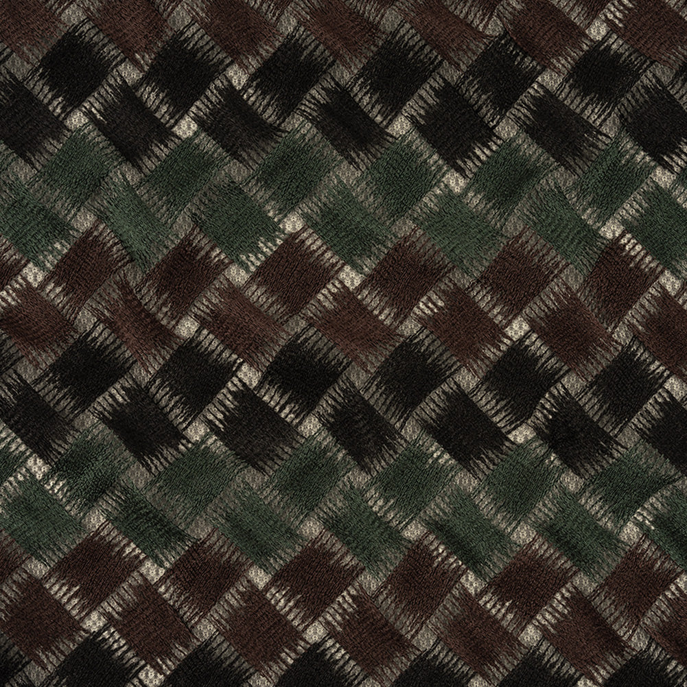 Jade, Brown and Black Diagonal Basketweave Embroidered Stretch Polyester Mesh - Joann Fabrics