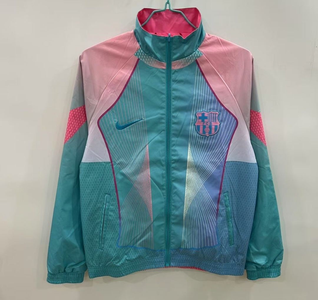 2025/2026 Barcelona Reversible Windbreaker blue and pink Soccer Jersey 1:1 Thai Quality