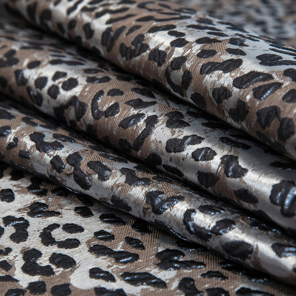 Metallic Navy and Gunmetal Leopard Patterned Luxury Brocade - Joann Fabrics