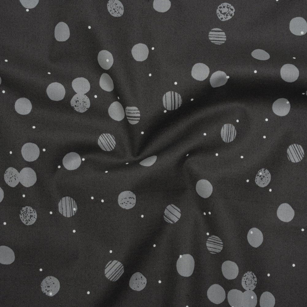 Printed Quilting Cotton by Ghazal Razavi for FIGO Studio - Gray Snow Textured Circles and Spots - Seasons Basics Collection - Joann Fabrics