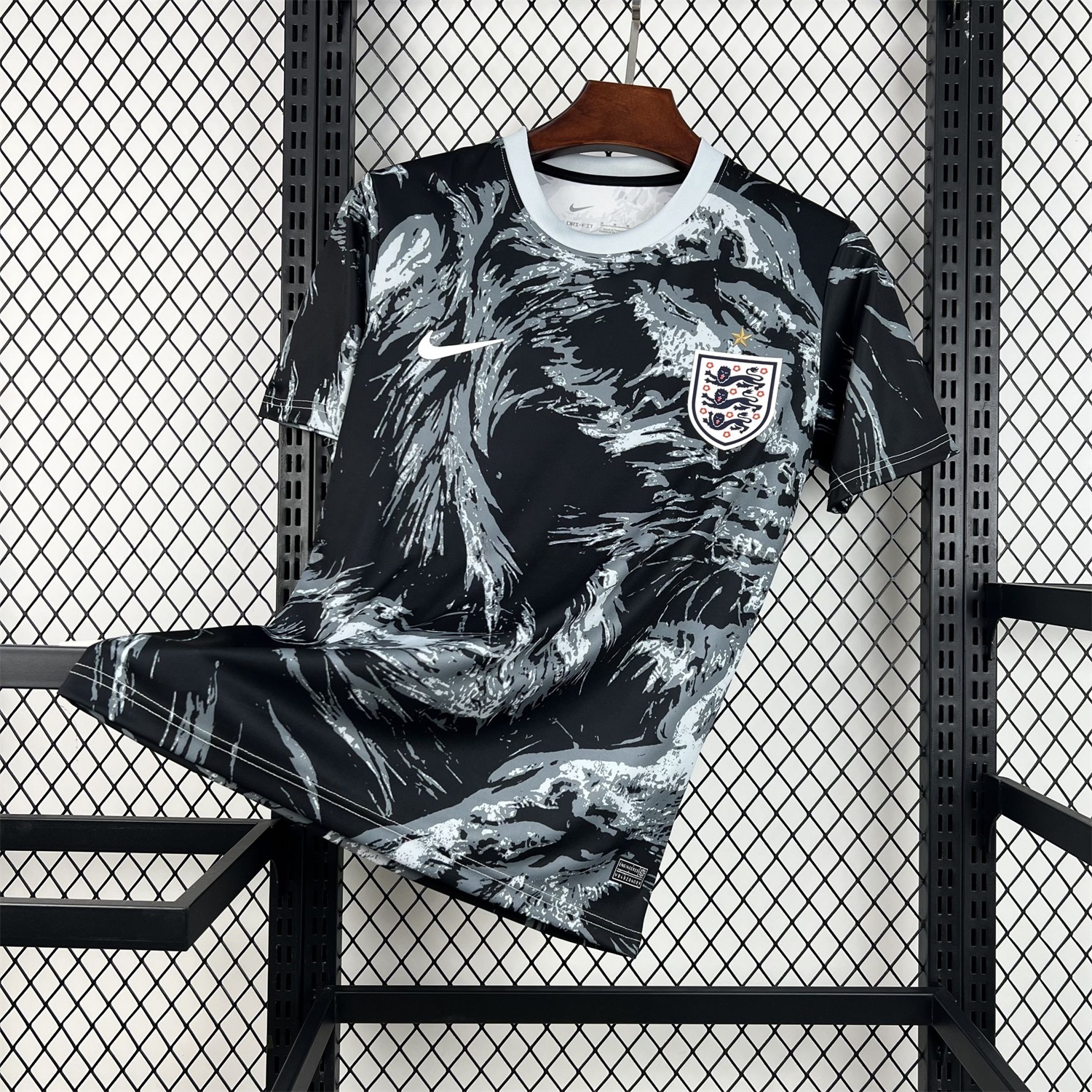 England 2026 Black With Gray And White Abstract Swirls Special Edition Jersey - Fans Version - UnitedFutballJersey