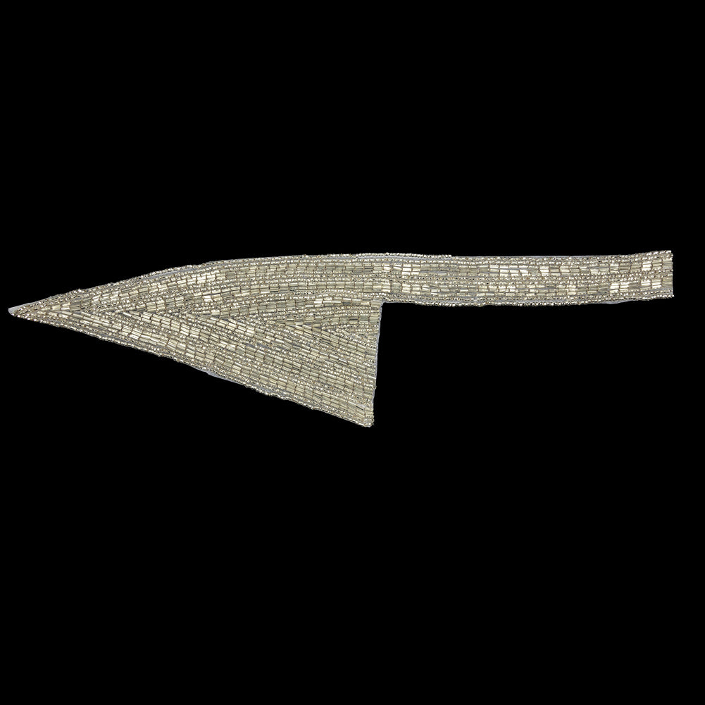 Vintage Silver Geometric Glass Beaded Right Lapel Applique - 13