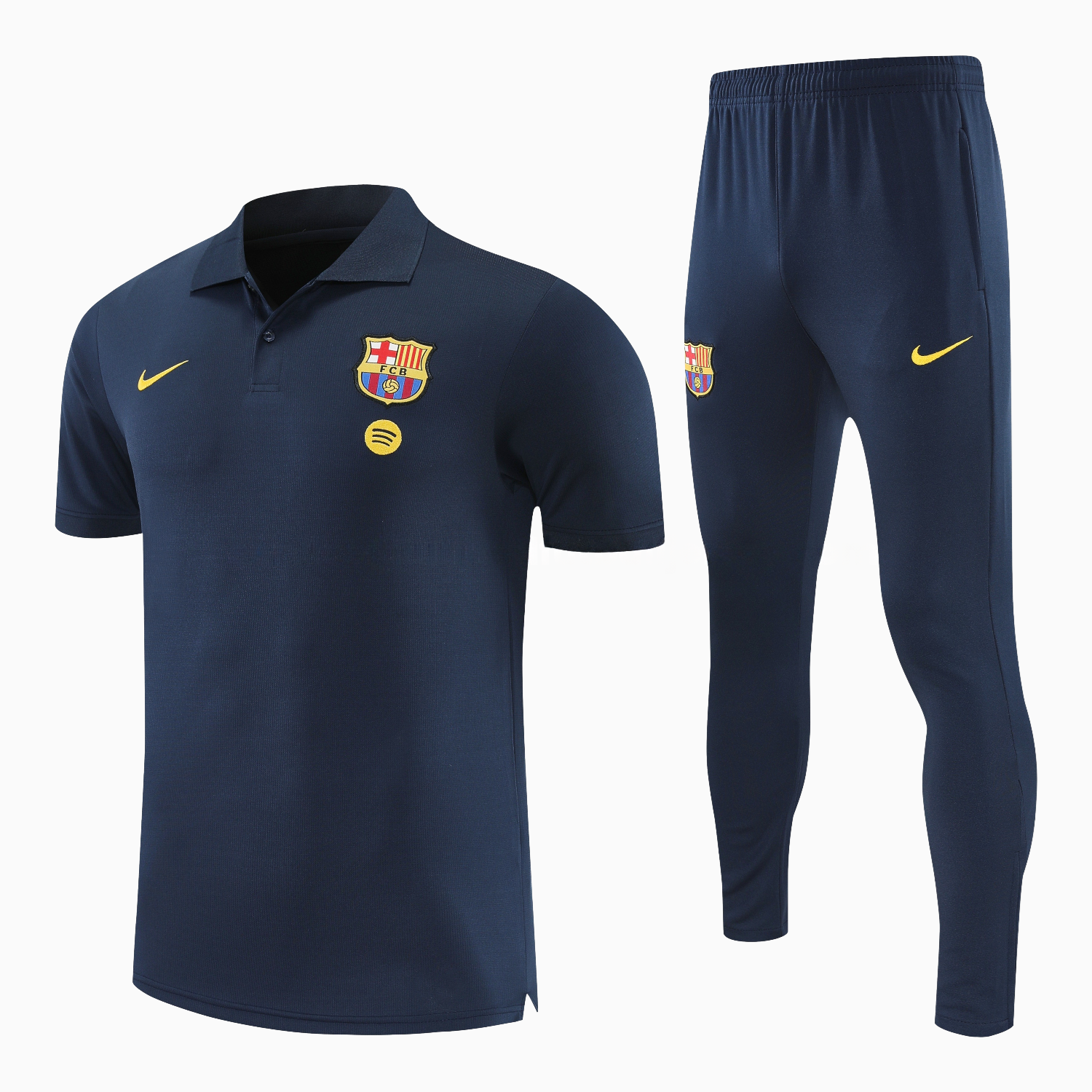 Barcelona 25-26 POLO Short-Sleeve Training Set - Dark Blue Top and Pants - UnitedFutballJersey