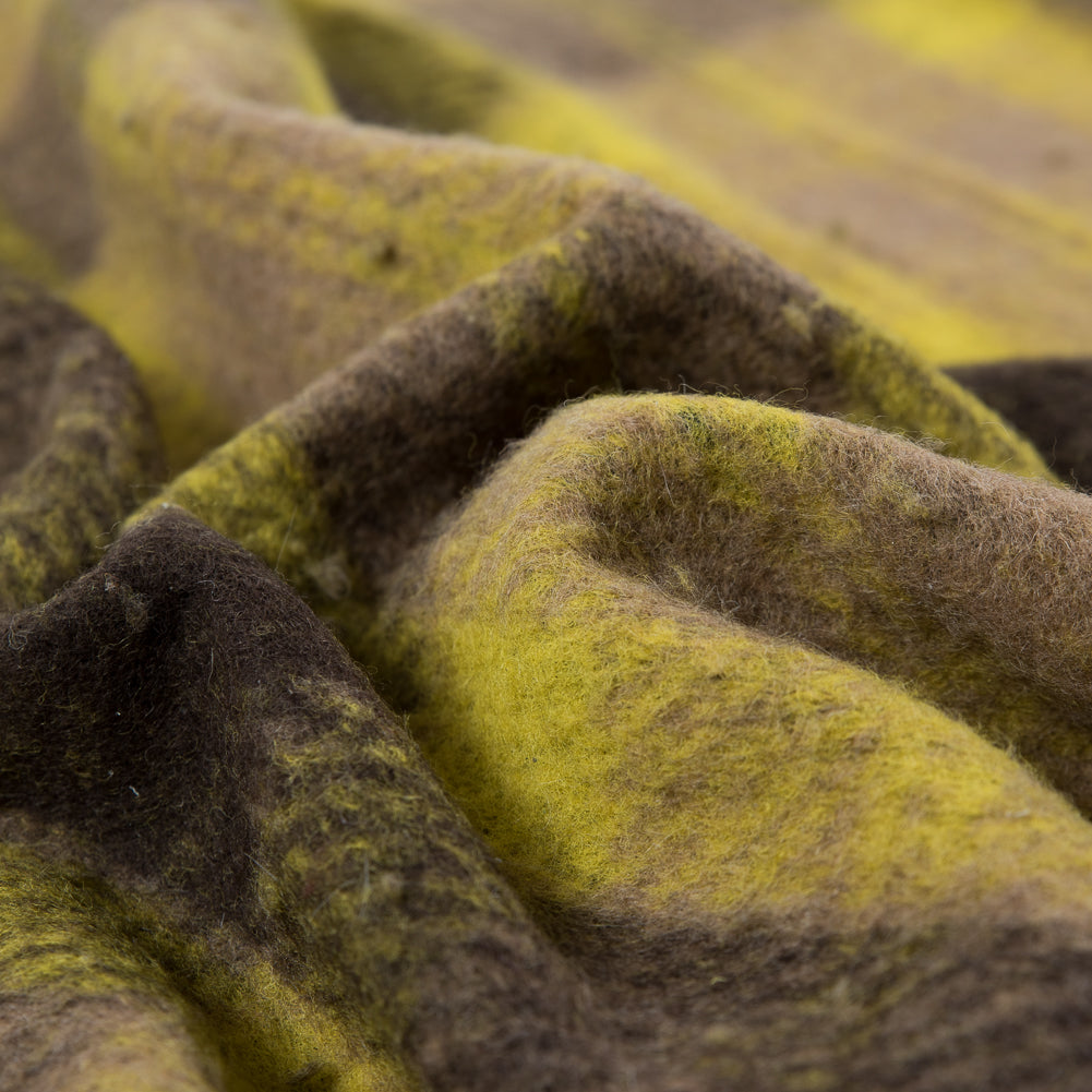 Medium Apple Green Plaid Wool bonded with Solid Black Lamb Leather - Joann Fabrics