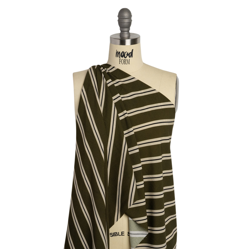 Mood Exclusive Olive Stripe Down Viscose Woven - Joann Fabrics